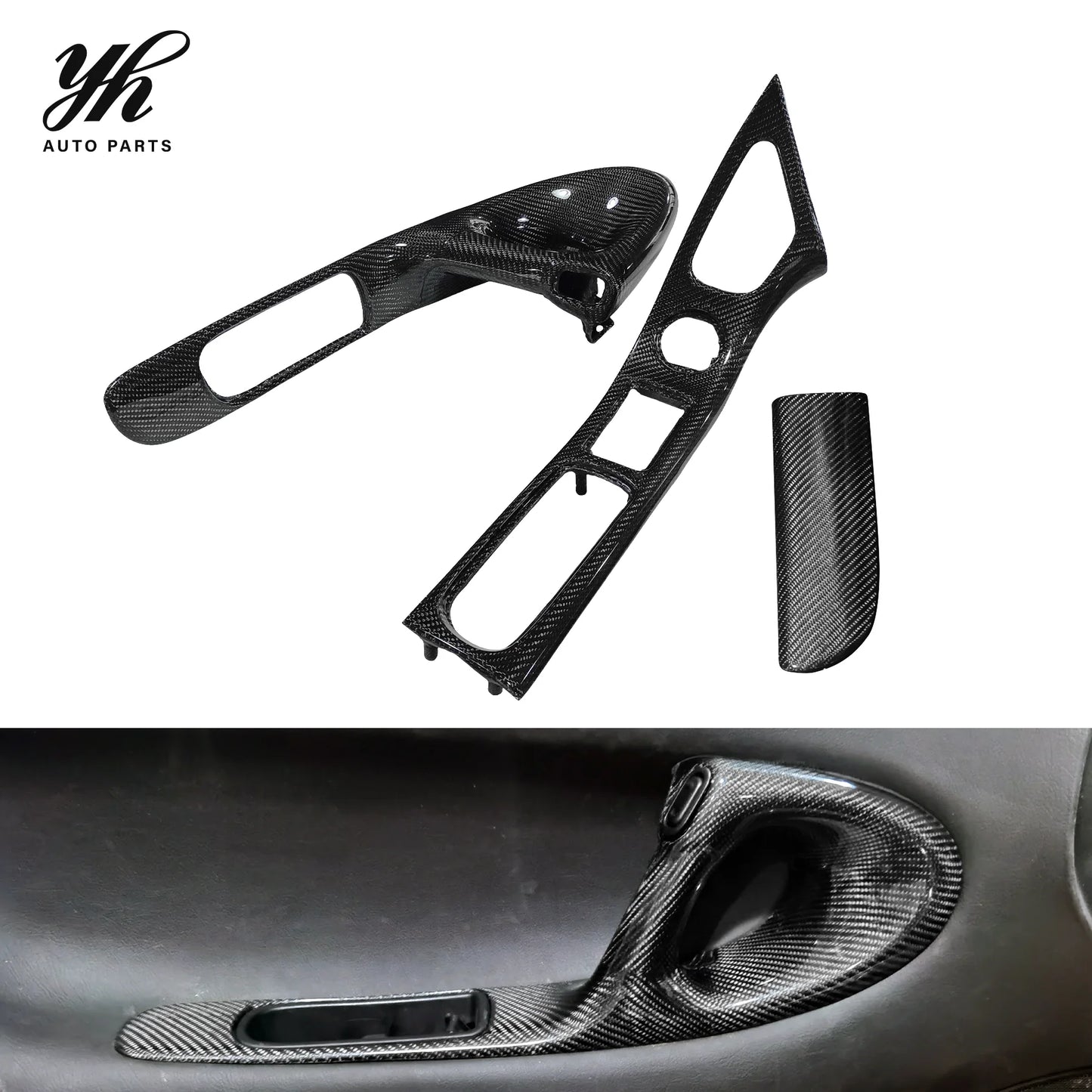For 1992-1997 RX7 FD3S RHD Inner Door Handle Replacement (Pair) Carbon Fiber