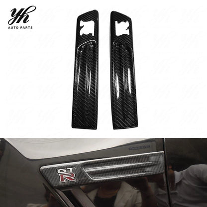Glossy Carbon Fiber GTR Logo Badge Shell Protector 2Pcs Set for Nissan GTR R35 Exterior Styling Decoration Parts