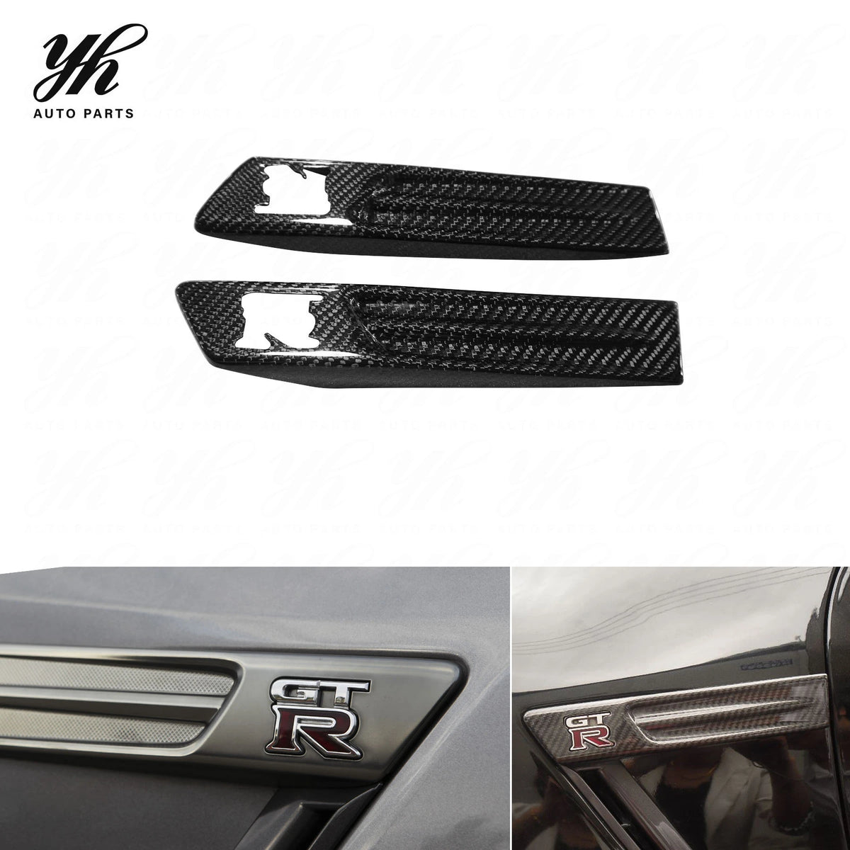 Glossy Carbon Fiber GTR Logo Badge Shell Protector 2Pcs Set for Nissan GTR R35 Exterior Styling Decoration Parts