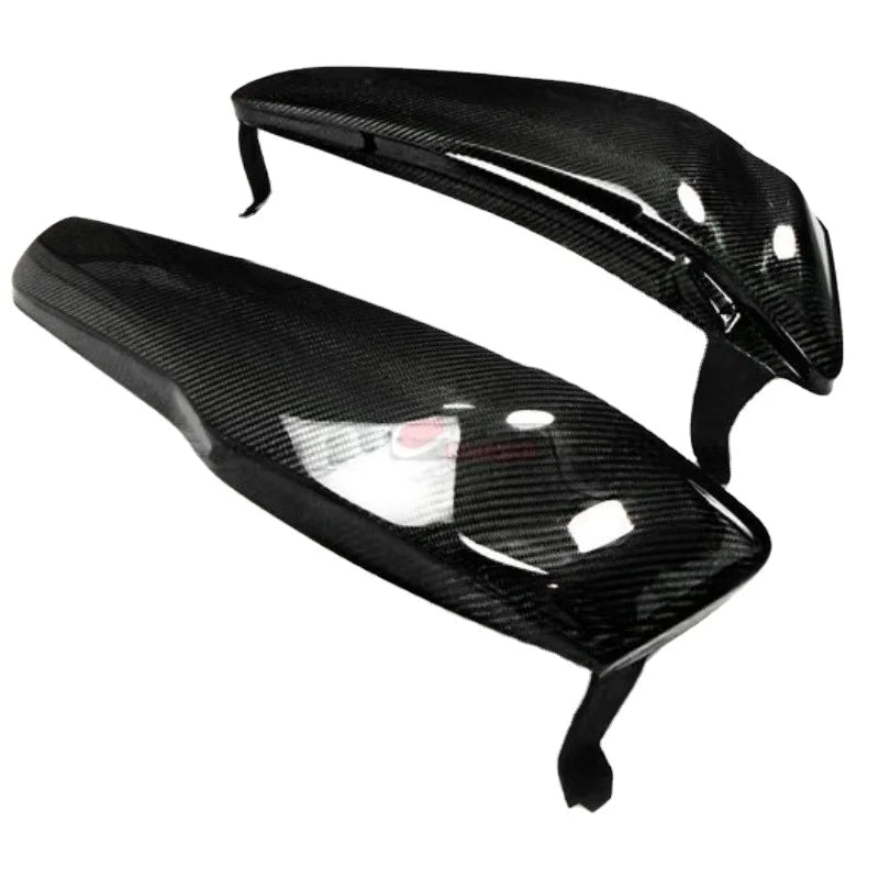 Black Carbon Fiber High Gloss Vented Headlight Block off Panel Pair for Mitsubishi Lancer Evolution EVO 10