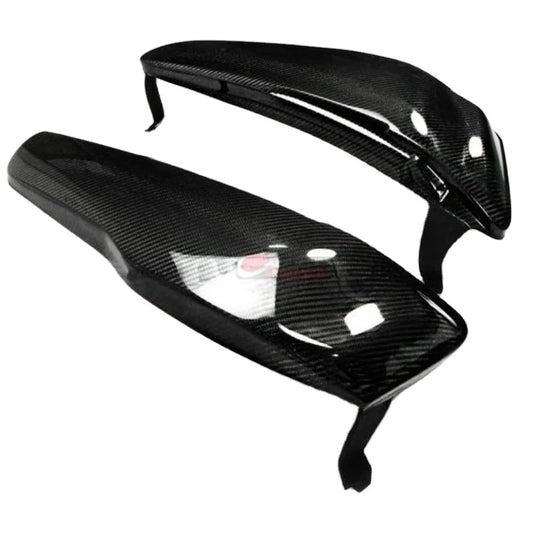 Black Carbon Fiber High Gloss Vented Headlight Block off Panel Pair for Mitsubishi Lancer Evolution EVO 10