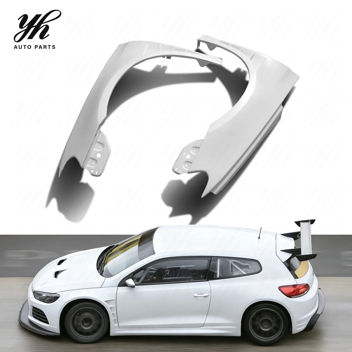 FRP Front Fender Vented Wing Left Right Pair for Volkswagen VW Scirocco R Cup Racing Body Parts 2008-2017 Kit Accessories