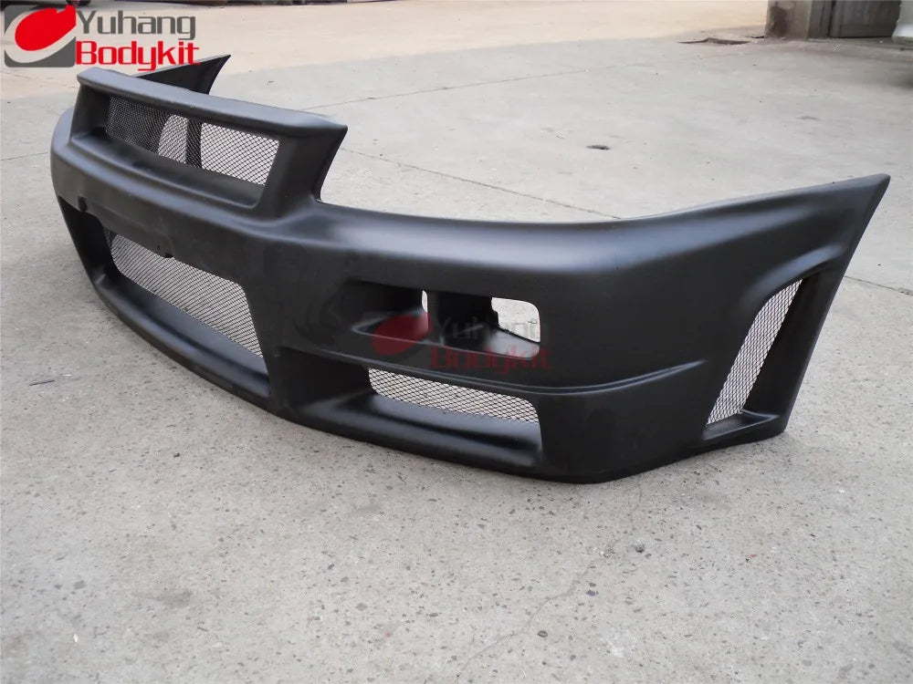 New High Quality Yuhang Black Front Bumper FRP for Skyline R34 GT-R (2008-) with Excellent Fitment