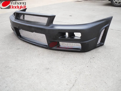 New High Quality Yuhang Black Front Bumper FRP for Skyline R34 GT-R (2008-) with Excellent Fitment