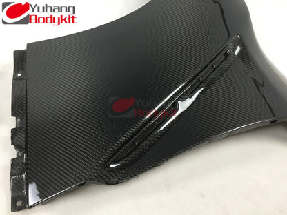 Yuhang Front Fenders (Pair) CF for Skyline R35 GT-R OEM Style Carbon Fiber-New Black