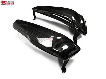 Black Carbon Fiber High Gloss Vented Headlight Block off Panel Pair for Mitsubishi Lancer Evolution EVO 10