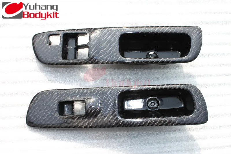 Yuhang Black Carbon Fiber Interior Set for Nissan 200SX S14/S14A RHD Silvia 7-Piece Radio Surround & Control Panel Full Set