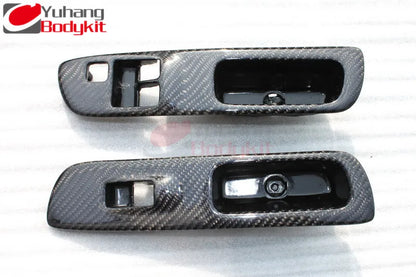 Yuhang Black Carbon Fiber Interior Set for Nissan 200SX S14/S14A RHD Silvia 7-Piece Radio Surround & Control Panel Full Set