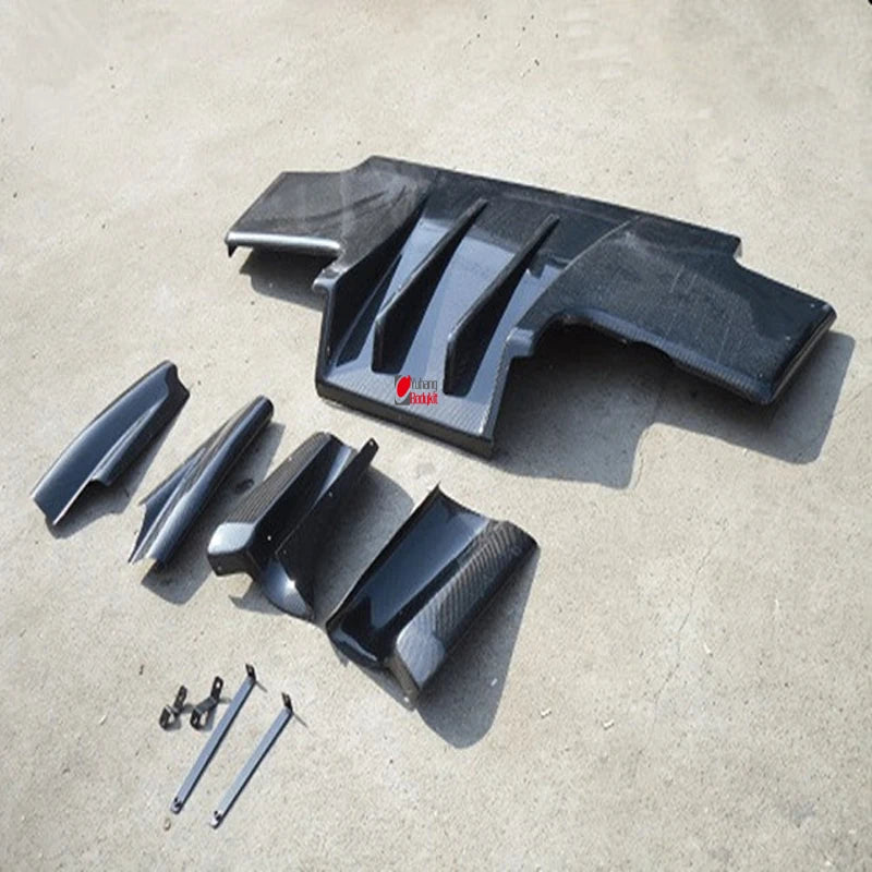 Skyline R32 GTR TS Top Secret Rear Diffuser with Middle Fins (7pcs) Carbon Fiber CF Black 1989-1995