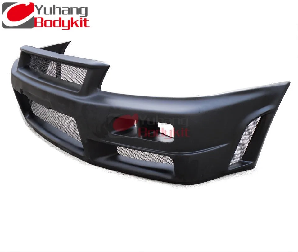 New High Quality Yuhang Black Front Bumper FRP for Skyline R34 GT-R (2008-) with Excellent Fitment