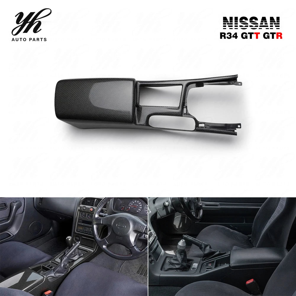 High Quality Skyline R34 Center Console Trim Arm Rest (RHD) Carbon Fiber Storage Box 2008-
