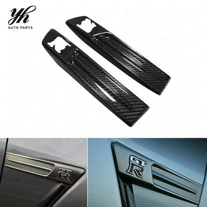 Glossy Carbon Fiber GTR Logo Badge Shell Protector 2Pcs Set for Nissan GTR R35 Exterior Styling Decoration Parts