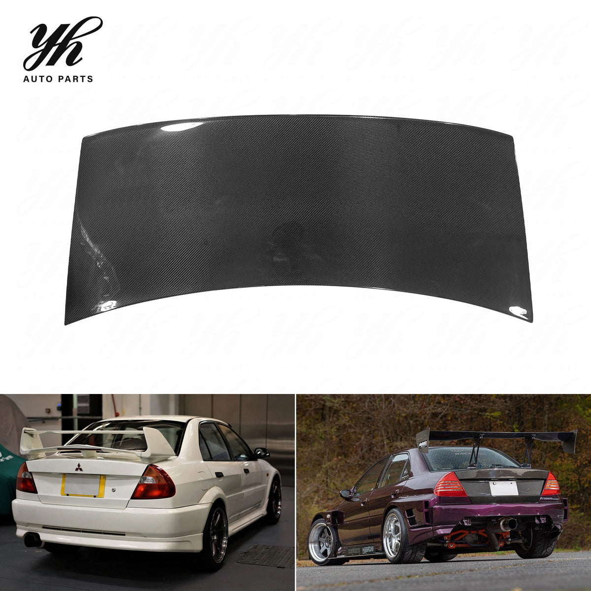 Perfect Fitment Black Carbon Fiber Rear Trunk Lid Cover for Mitsubishi Lancer Evolution 4 5 6 EVO4 EVO5 EVO6 Upgrades