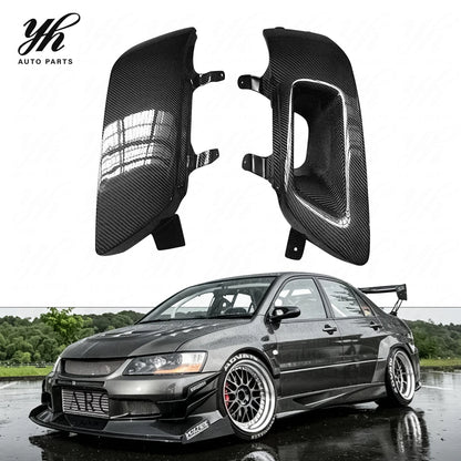 Glossy Carbon Fiber Rear Headlight Covers LHS RHS Lamp Shell for Mitsubishi Lancer Evolution EVO 7 8 9 VII VIII IX CT9A Pair
