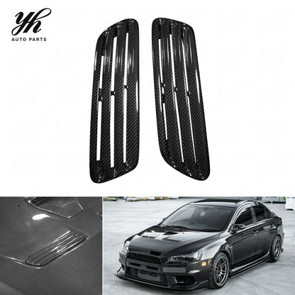 For 2008-2012 Lancer Evolution EVO 10 X OEM Style  Hood Side Vents  Carbon Fiber