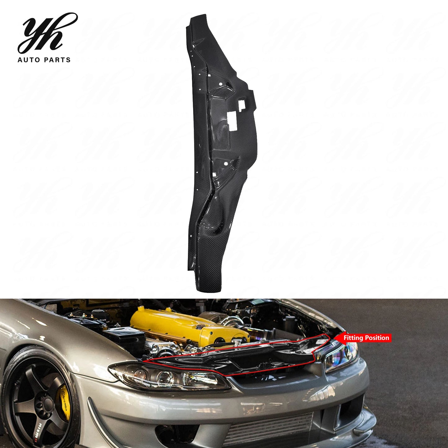 OEM Black for 1997-1998 Nissan S14A Silvia Kouki 200SX 240SX  Garage Defend Cooling Panel Carbon Fiber