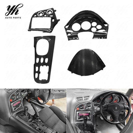 YH RX7 FD3S RHD Interior 4PCS High Quality Black Carbon Fiber CF OE665 Center Console