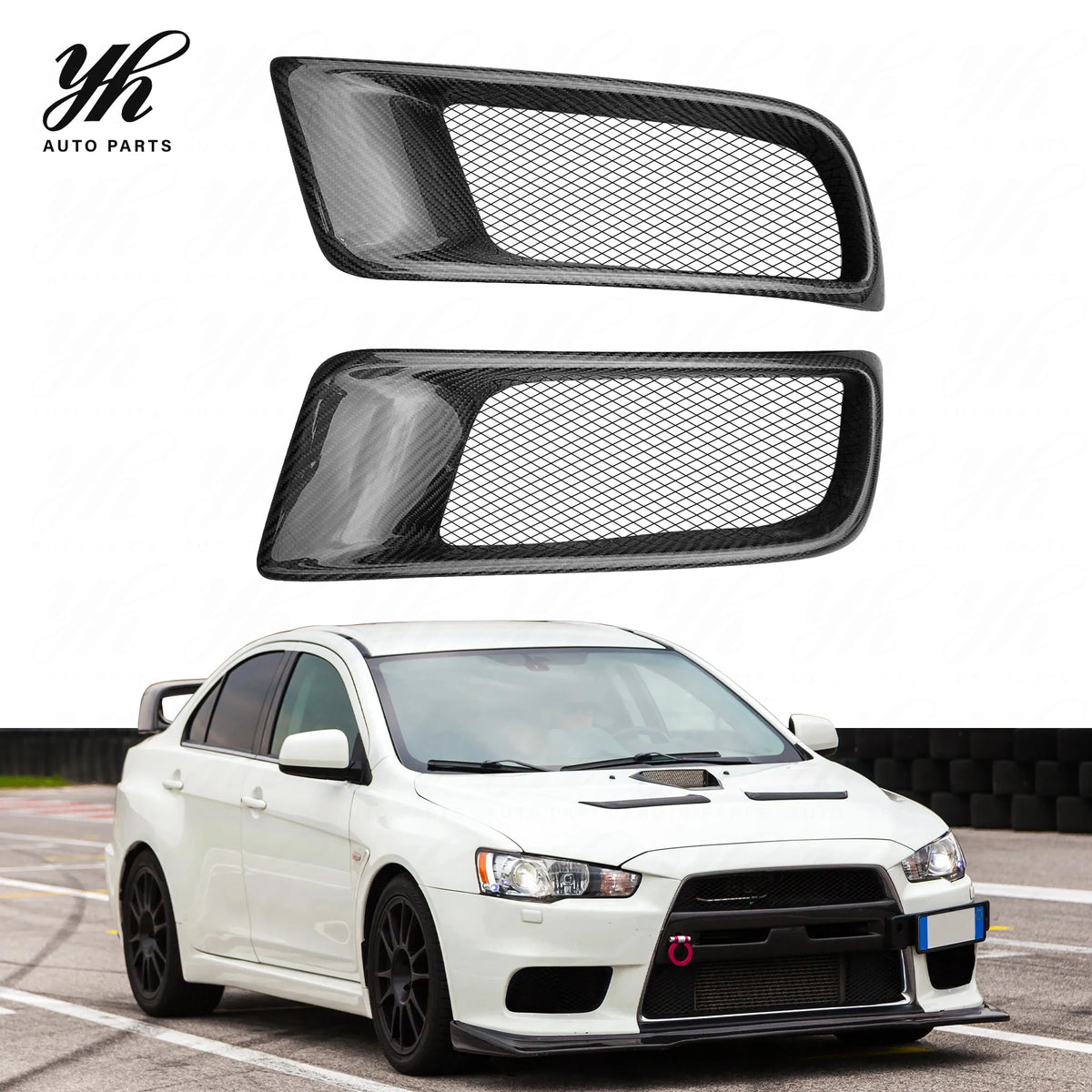 FOR 08-09  Evolution Evo X 10 Cz4a Carbon Fiber Ralliart Style Front Bumper Air Duct Intake Vent