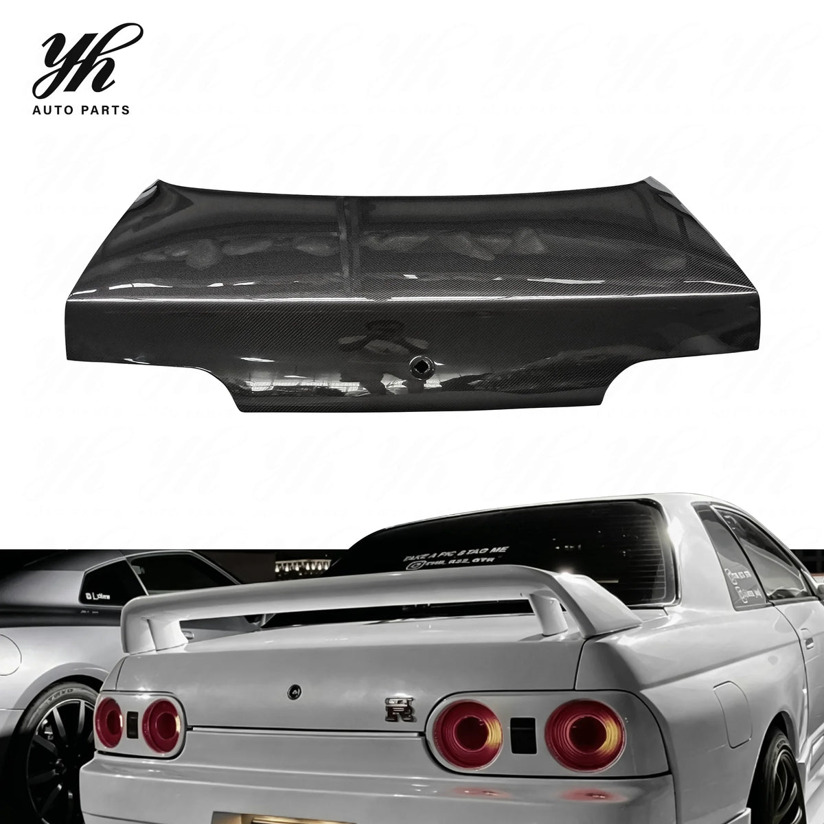 Bodykit Carbon Fiber OEM Style Rear Trunk Bootlid with Lock Hole Black High Glossy for CF 1989-1993 Skyline R32 GTS GTR