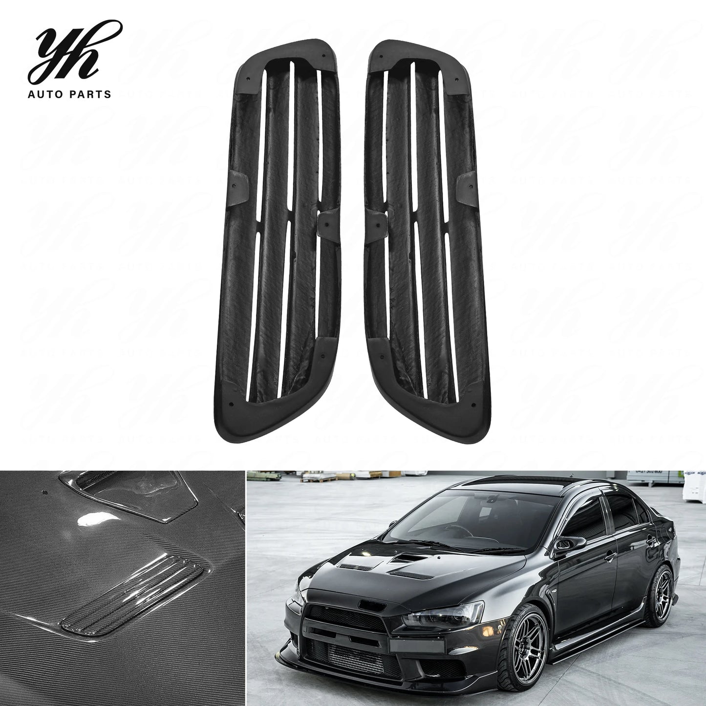 FOR  Lancer Evolution EVO 10 OEM Style Carbon Fiber Hood Vents CF