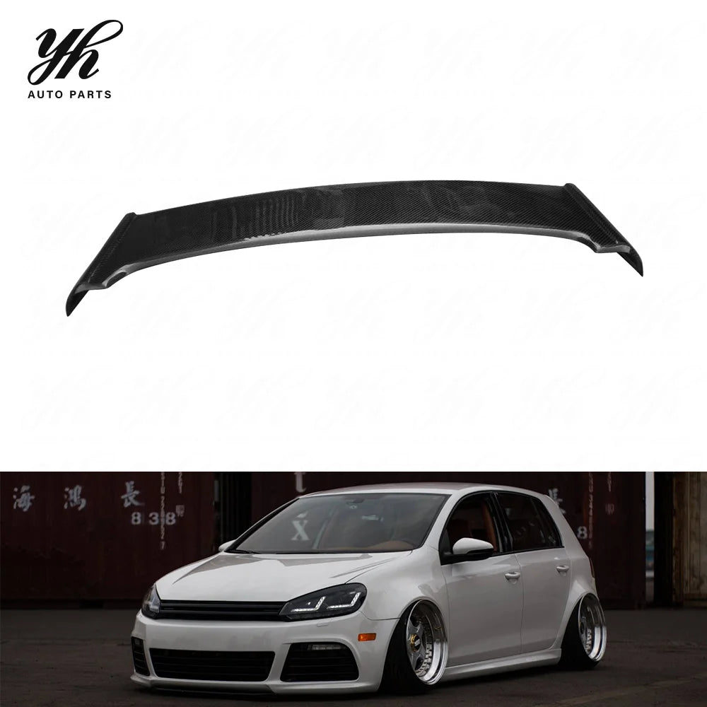 For VW Golf 6 GTI Single Carbon Fiber High Glossy Roof Spoiler Wing with Easy Installation