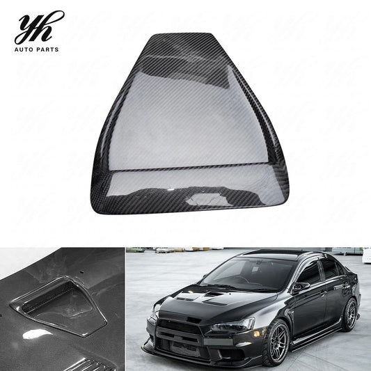 For  Lancer Evolution 10 EVO X OEM Style Bonnet Hood Center Scoop CF Carbon Fiber