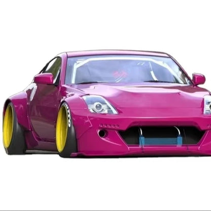 Black YH Brand High Quality Fiber Glass FRP Bodykit 2008-2009 Nissan 350Z Z33 RB Rocket Bunny Style Front/Rear Fender Flares 1