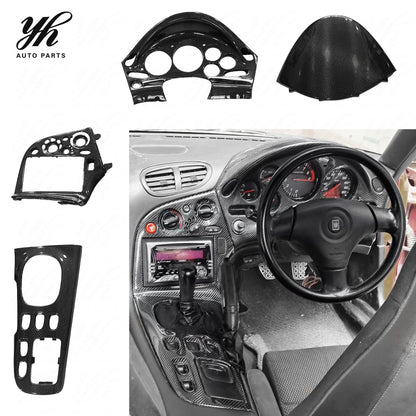YH RX7 FD3S RHD Interior 4PCS High Quality Black Carbon Fiber CF OE665 Center Console