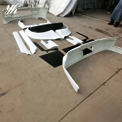 Rocket Bunny Style Unpainted FRP Widebody Kit Front Bumper Fender Flares Diffuser Spoiler for Nissan Silvia S15 Coupe