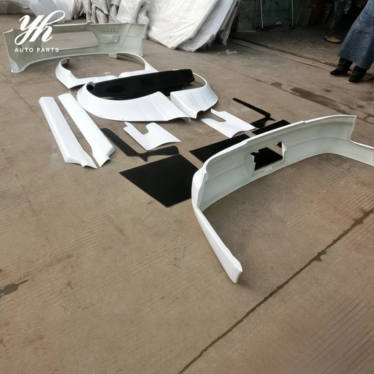 Rocket Bunny Style Unpainted FRP Widebody Kit Front Bumper Fender Flares Diffuser Spoiler for Nissan Silvia S15 Coupe