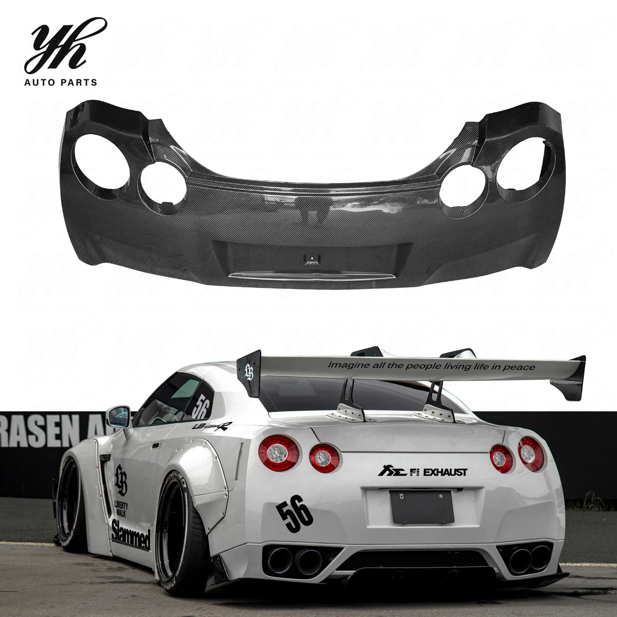 CF Rear Bumper ( Rear Lip Not Included) for Carbon Fiber Skyline R35 GTR OEM Style