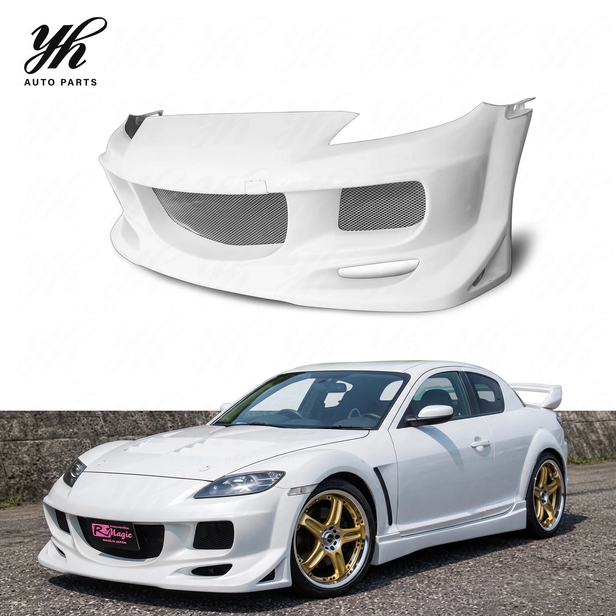 High-Quality Brand-new Benuine Fiberglass Front Bumper, Modified Auto Parts Compatible with RX-8 RX8