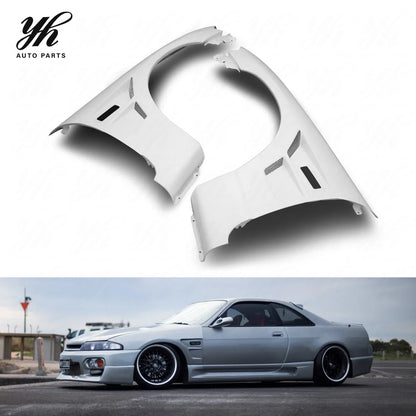 YH High Quality Skyline R33 GTS Spec1 BN-Sports Style +30mm Front Fender (Pair) FRP Black/White Gel Coat