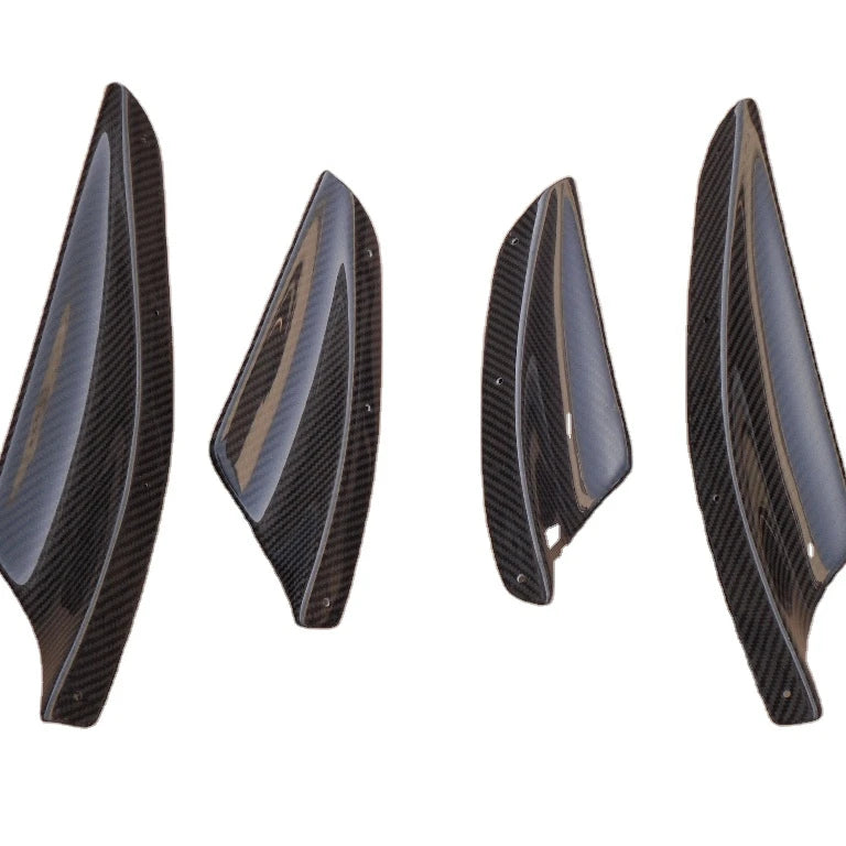CF Carbon Fiber Front Bumper Canards for 2008-2010 Lancer Evolution 10 X Splitter