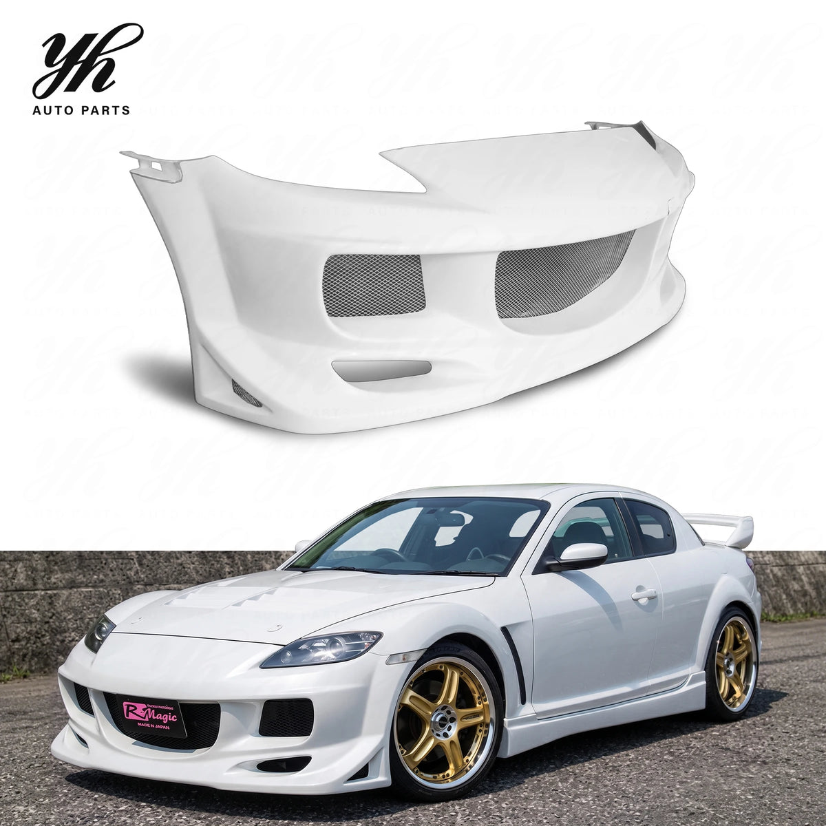 High-Quality Brand-new Benuine Fiberglass Front Bumper, Modified Auto Parts Compatible with RX-8 RX8