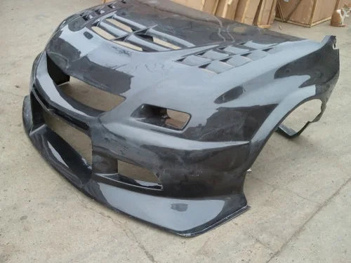 EVO 8 9 FRONT BUMPER VC STYLE CARBON FIBER Bonnet Front Fender Combined Set for Mitsubishi Lancer 1998-2001 Glossy Smooth Finish