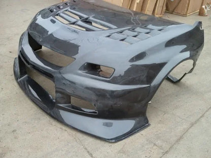 EVO 8 9 FRONT BUMPER VC STYLE CARBON FIBER Bonnet Front Fender Combined Set for Mitsubishi Lancer 1998-2001 Glossy Smooth Finish