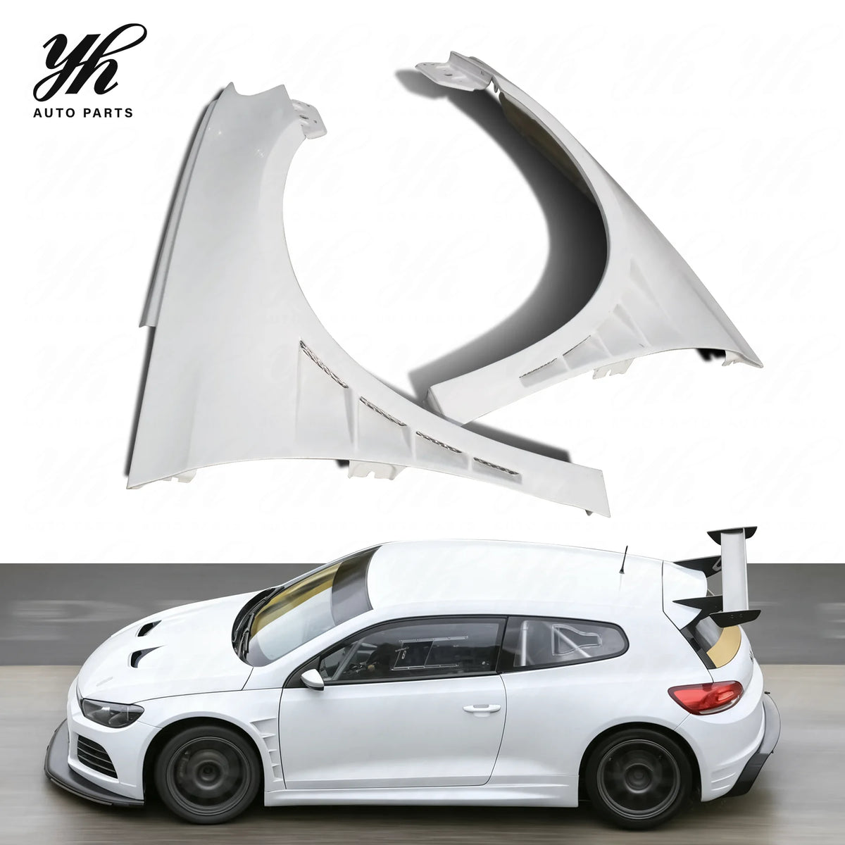 FOR Scirocco R Cup-Racing GT24 Style White High Quality Glass Fiber Vented Side Skirt for VW Golf 1985-1991
