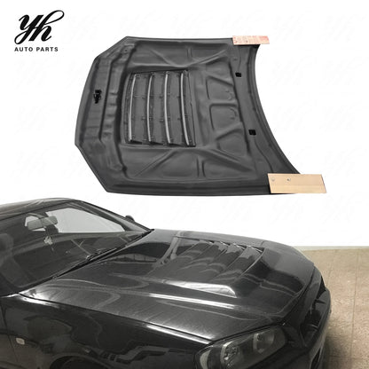Bodykit for CF 1999-2002 Skyline R34 GTR NI Style Hood/Bonnet Carbon Fiber High Gloss Finish Black