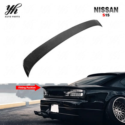 For 1999-2002 S15 Silvia DM Style Duckbill Trunk Spoiler Rear Wing High Gloss Finish 3k Twill Weave Perfect Fitment