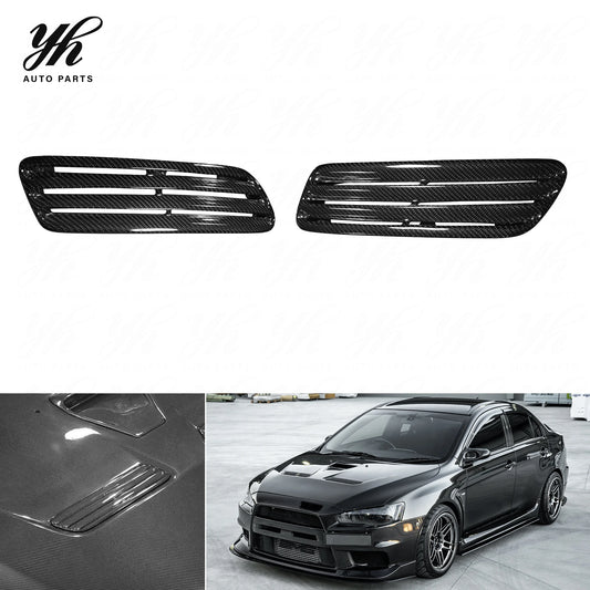For 2008-2012 Lancer Evolution EVO 10 X OEM Style  Hood Side Vents  Carbon Fiber