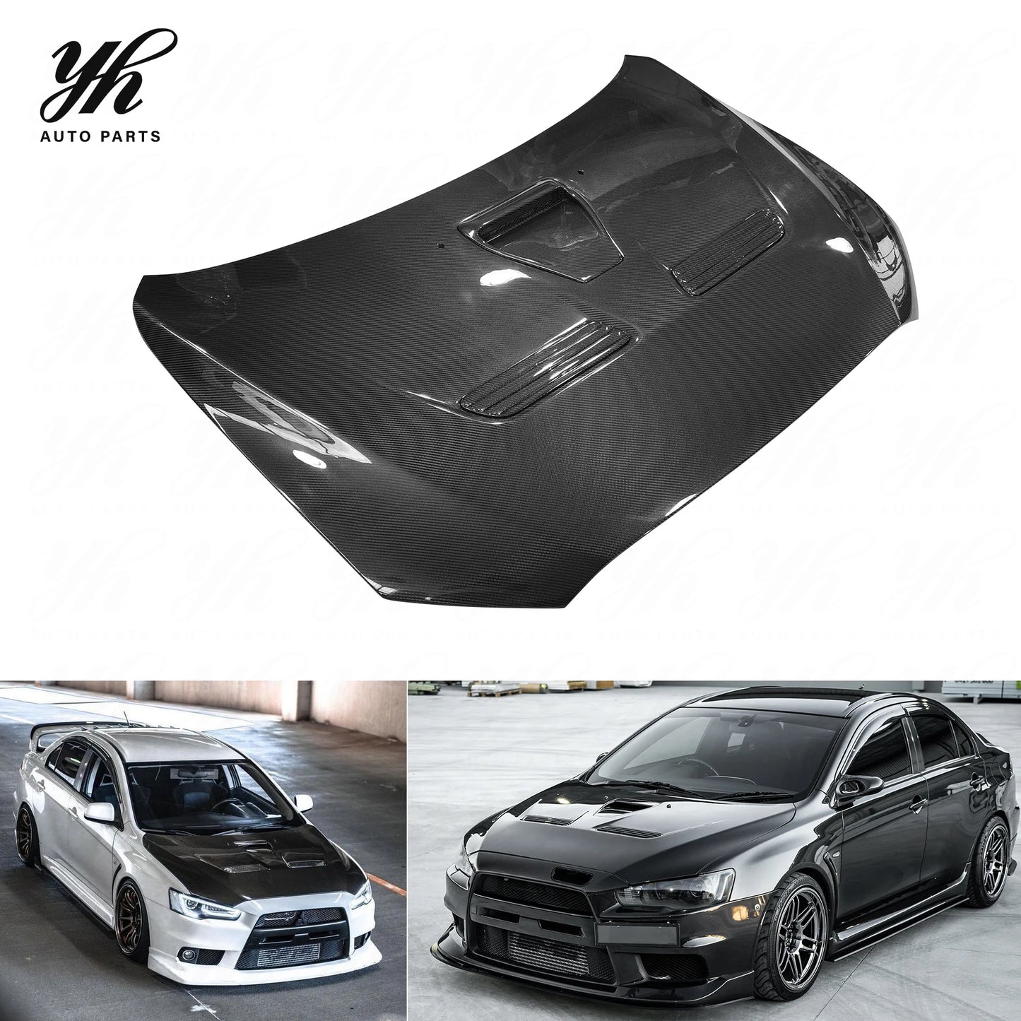 New OEM Style Carbon Fiber Hood Bonnet High Gloss Finish 100% Match Fitment for Mitsubishi Lancer EVOLUTION EVO 10/EVO X