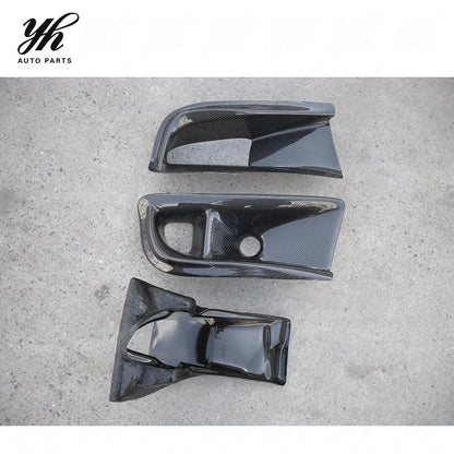 VS Style Carbon Fiber Front Bumper Air Duct Oil Cooler Guide 3Pcs Set for Mitsubishi Lancer Evolution EVO 8 CT9A