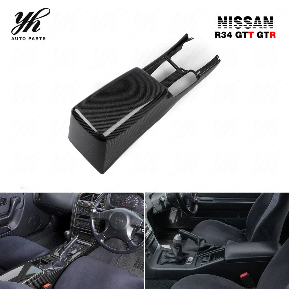 High Quality Skyline R34 Center Console Trim Arm Rest (RHD) Carbon Fiber Storage Box 2008-