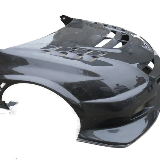 EVO 8 9 FRONT BUMPER VC STYLE CARBON FIBER Bonnet Front Fender Combined Set for Mitsubishi Lancer 1998-2001 Glossy Smooth Finish