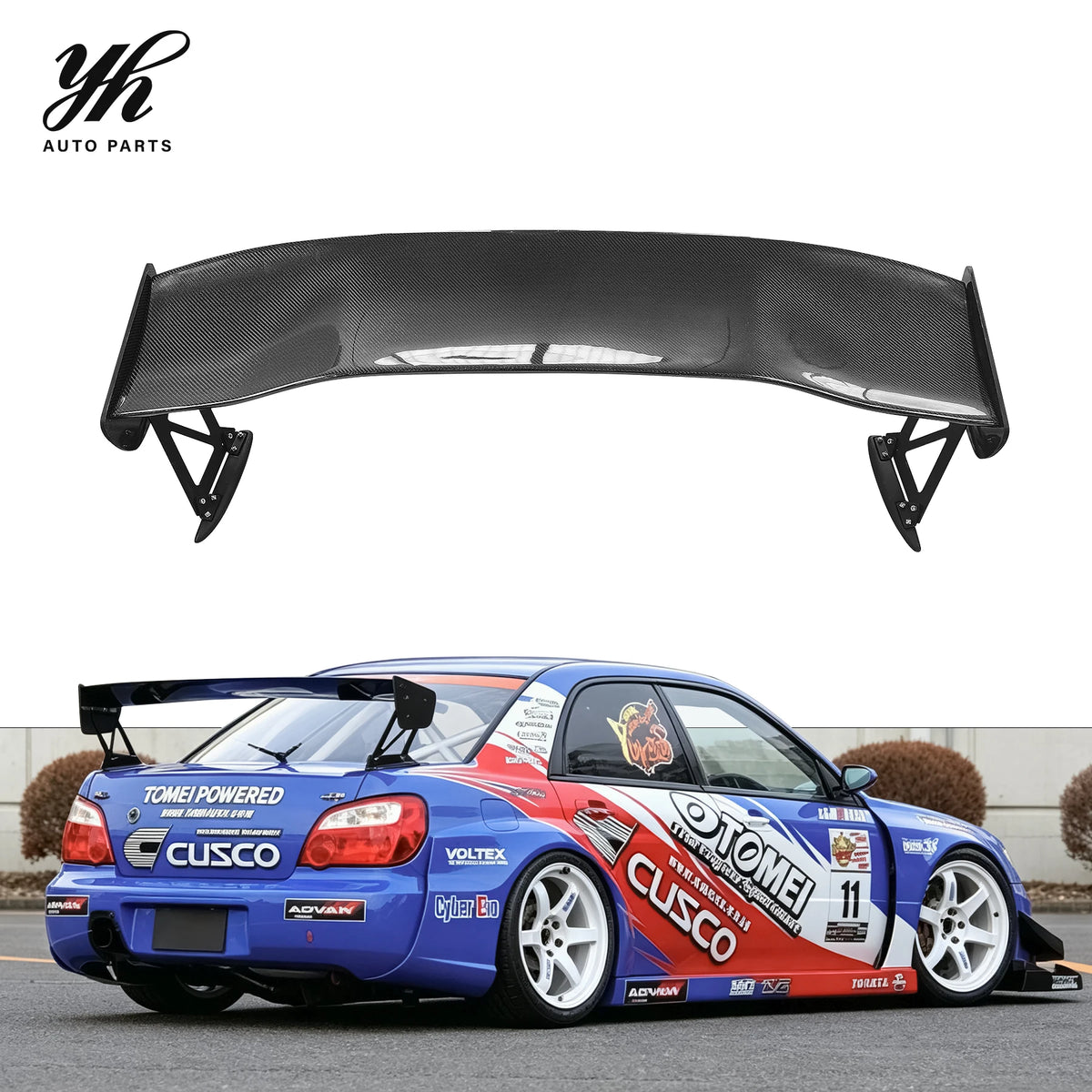 Yuhang GT Impreza GD WRX 7 8 9 GT 2002-2007 Carbon Fiber Rear Spoiler Wing Single Deck Black Subaru