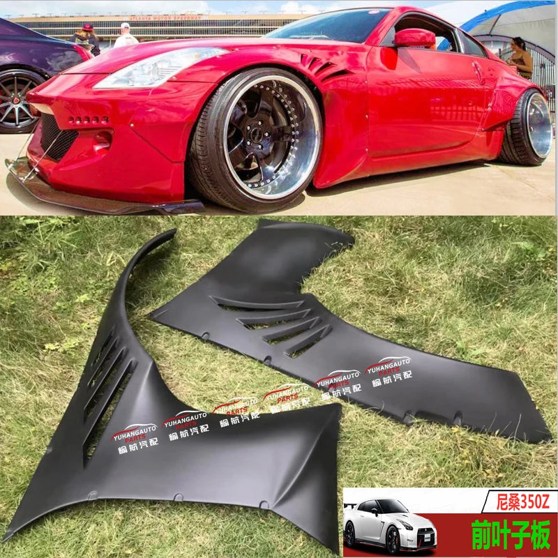 Black YH Brand High Quality Fiber Glass FRP Bodykit 2008-2009 Nissan 350Z Z33 RB Rocket Bunny Style Front/Rear Fender Flares 1