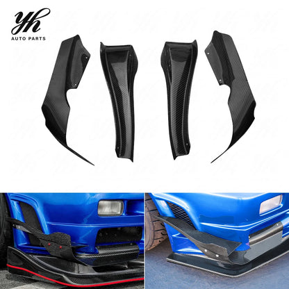 Bodykit Carbon Fiber CF Front Bumper Canard Splitter Valance 4pcs for Skyline R33 GTR Border