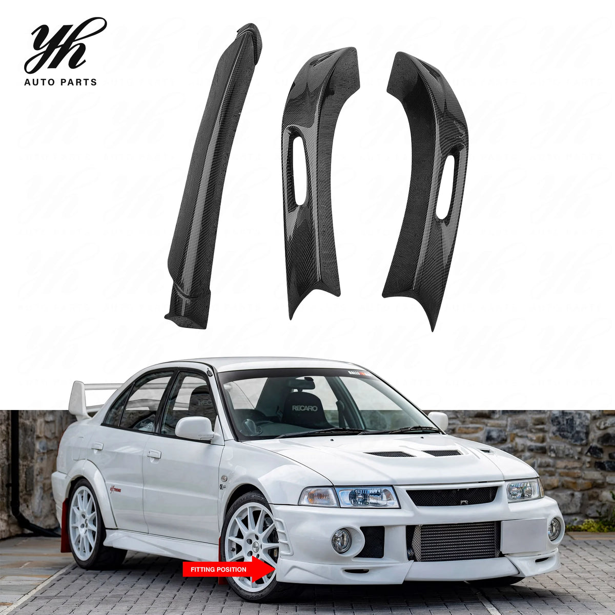 For Car Front Lip (3pcs) for Evolution Evo 6 Limited Edition Extreme Style Carbon Fiber and Glass Fiber