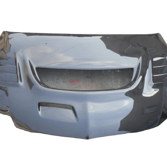 New C-West Style Carbon Fiber Hood Bonnet for 2003-2007 Mitsubishi Lancer Evolution 8-9 (Evo 8/9)-High Gloss Finish Easy